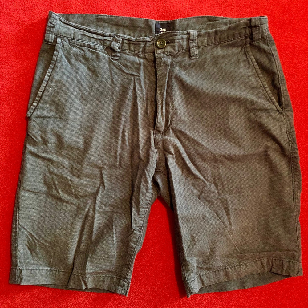 GAP flat front blue check shorts